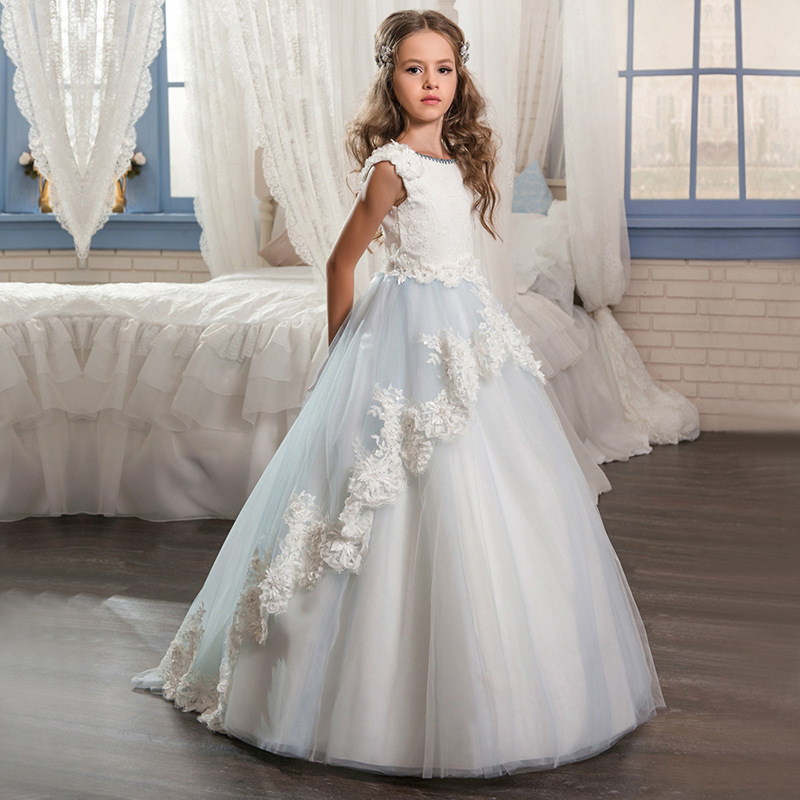 Nueva Hada diamante encaje hecho a mano flor vestido de novia niña de las flores rendimiento anfitrión piano ropa para niños vestido de niña pettiskirt