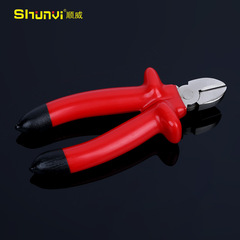 Source factory goods hardware tools 45# steel high insulation wire cutters wire clamps insulated handle 6 inch diagonal nose pliers wholesale