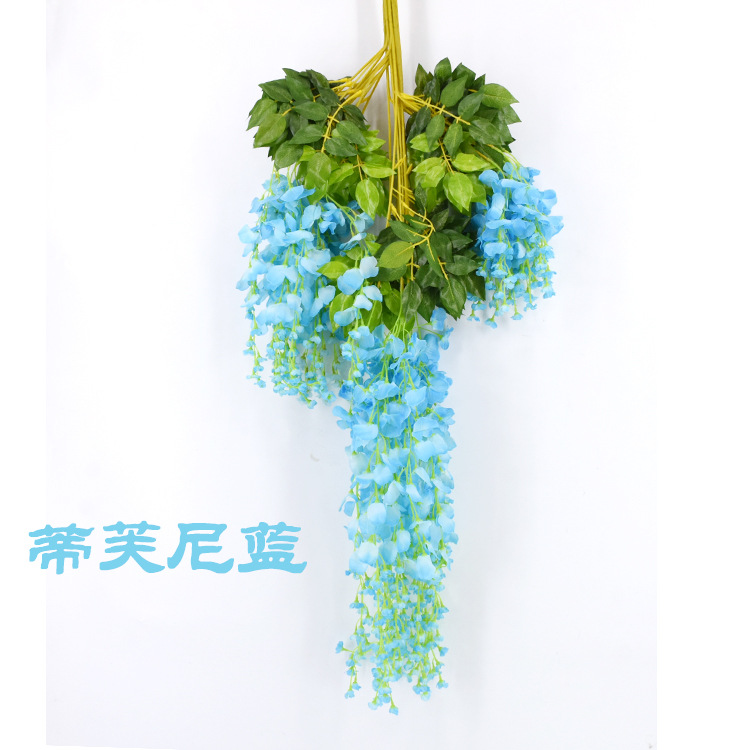 Flor de Wisteria artificial Flor de frijol rama Flor de frijol colgante boda falsa Flor de Wisteria decoración al por mayor Rama de Wisteria artificial