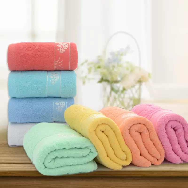 高阳厂家直销纯棉蘑菇浴巾提花浴巾劳保浴巾logo浴巾70/140断档大