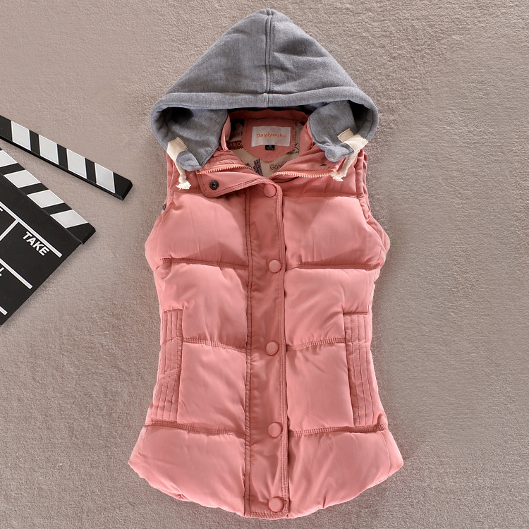 2023 nuevo chaleco de terciopelo de piel de melocotón suelto con capucha transfronteriza para mujer Otoño e Invierno corto Chaleco de algodón de talla grande chaleco abrigo