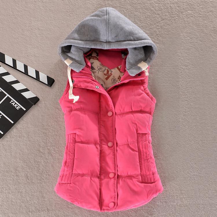 2023 nuevo chaleco de terciopelo de piel de melocotón suelto con capucha transfronteriza para mujer Otoño e Invierno corto Chaleco de algodón de talla grande chaleco abrigo