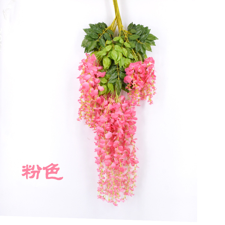 Flor de Wisteria artificial Flor de frijol rama Flor de frijol colgante boda falsa Flor de Wisteria decoración al por mayor Rama de Wisteria artificial