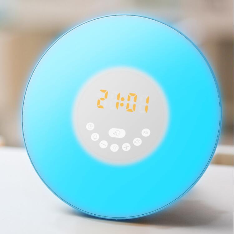 Creativo nuevo despertador natural despertador luz LED colorido color cambio táctil despertador luz noche luz reloj