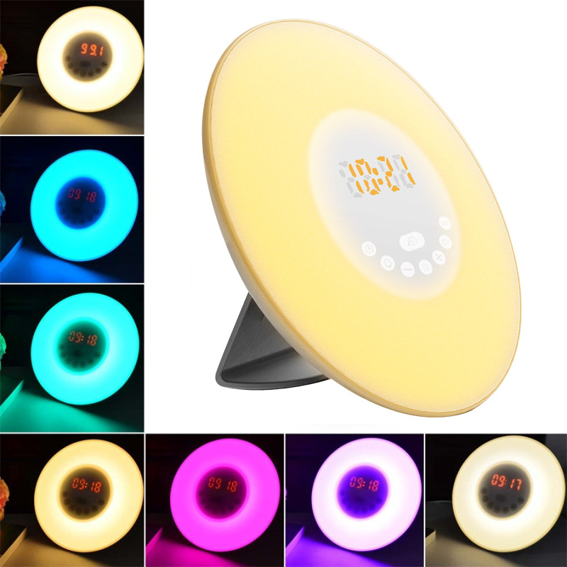Creativo nuevo despertador natural despertador luz LED colorido color cambio táctil despertador luz noche luz reloj
