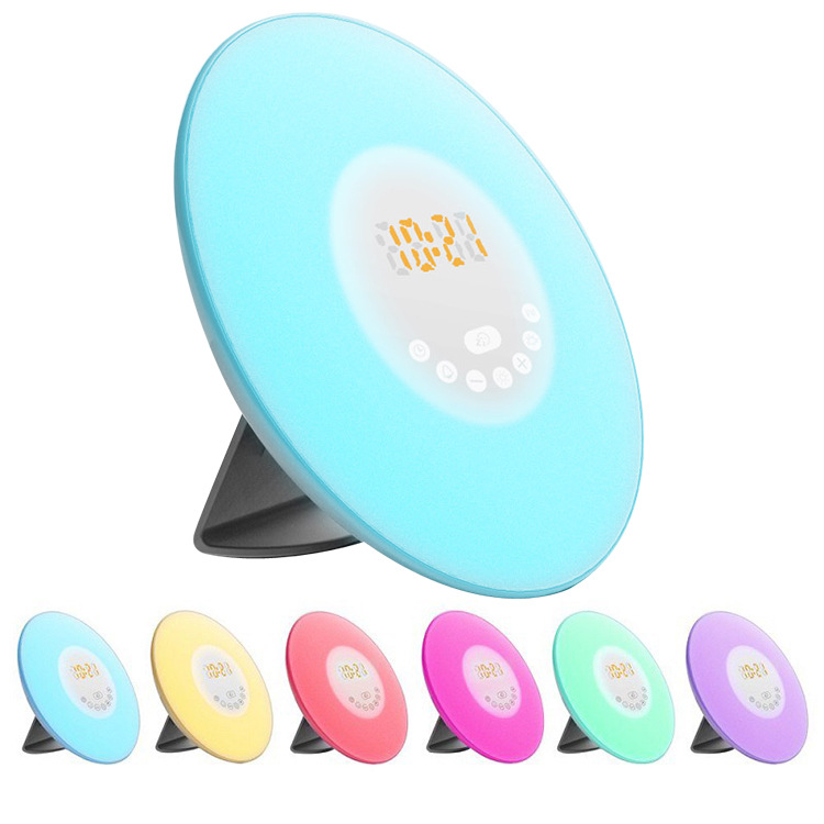 Creativo nuevo despertador natural despertador luz LED colorido color cambio táctil despertador luz noche luz reloj