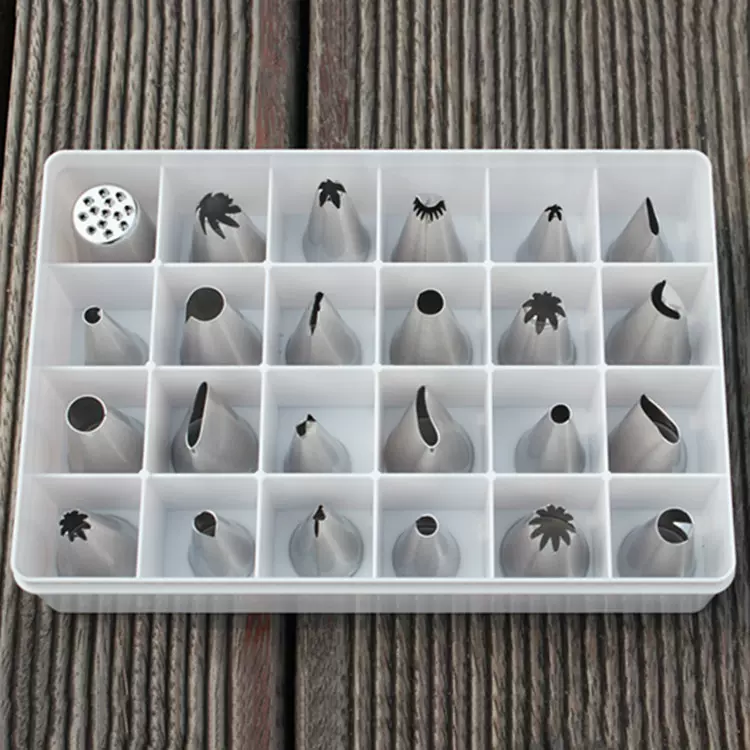 304不锈钢24个裱花嘴套装 曲奇花嘴 裱花工具 烘焙工具