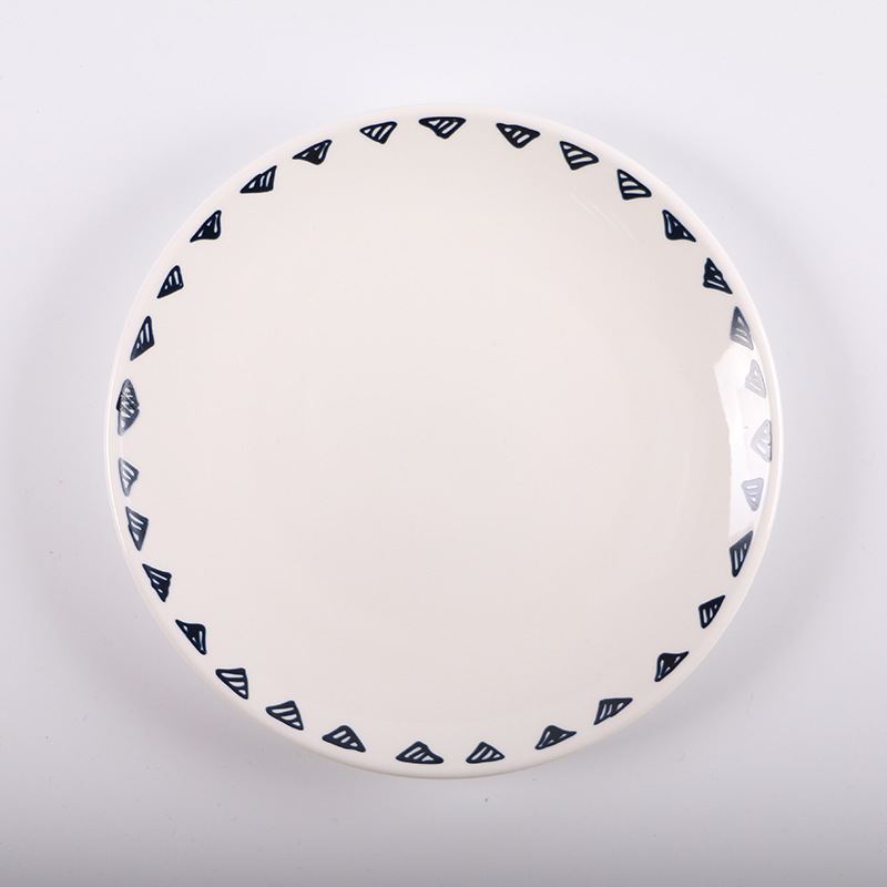 Gray floor creative simple ceramic tableware Bowl plate dish household round plate fruit plate hotel Western plate breakfast plate