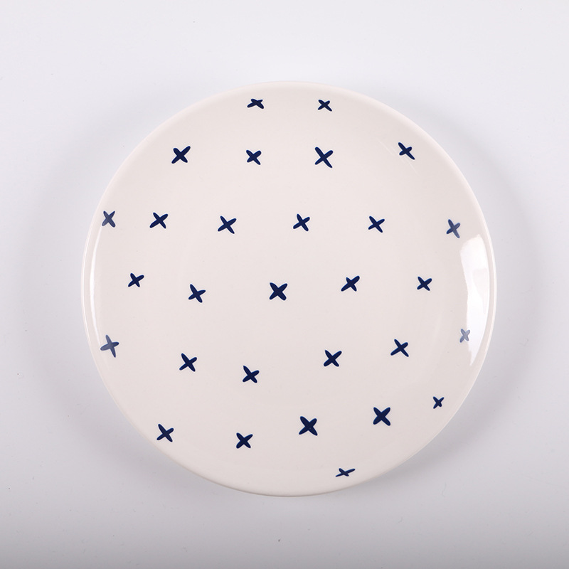 Gray floor creative simple ceramic tableware Bowl plate dish household round plate fruit plate hotel Western plate breakfast plate