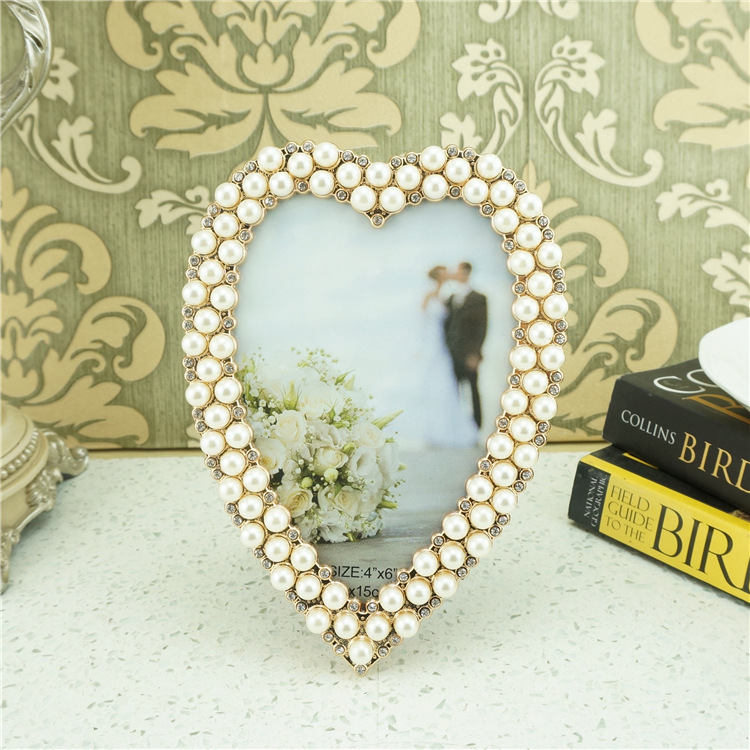 Luxury Pearl Rhinestone photo frame high-end gift craft 6-inch wedding decoration home textile home decoration home decoration