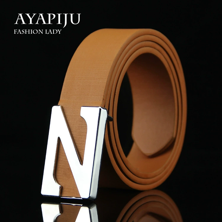 Belt, polyurethane buckle for elementary school students with letters, trousers, simple and elegant design, Korean style