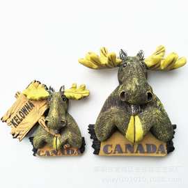 原单出口 哥伦比亚麋鹿加拿大纪念树脂冰箱贴 创意磁贴