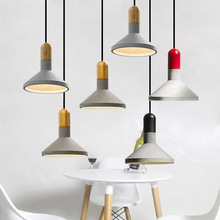 創意水泥吊燈loft復古工業個性木藝單頭火鍋店簡約餐廳LED小吊燈