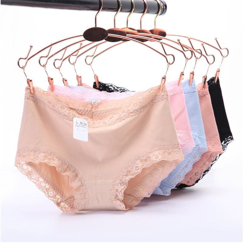 Panties women's cotton crotch ladies mid-waist Japanese sexy lace breathable cotton fabric briefs manufacturers Panties women's cotton crotch ladies mid-waist Japanese sexy lace breathable cotton fabric briefs manufacturers