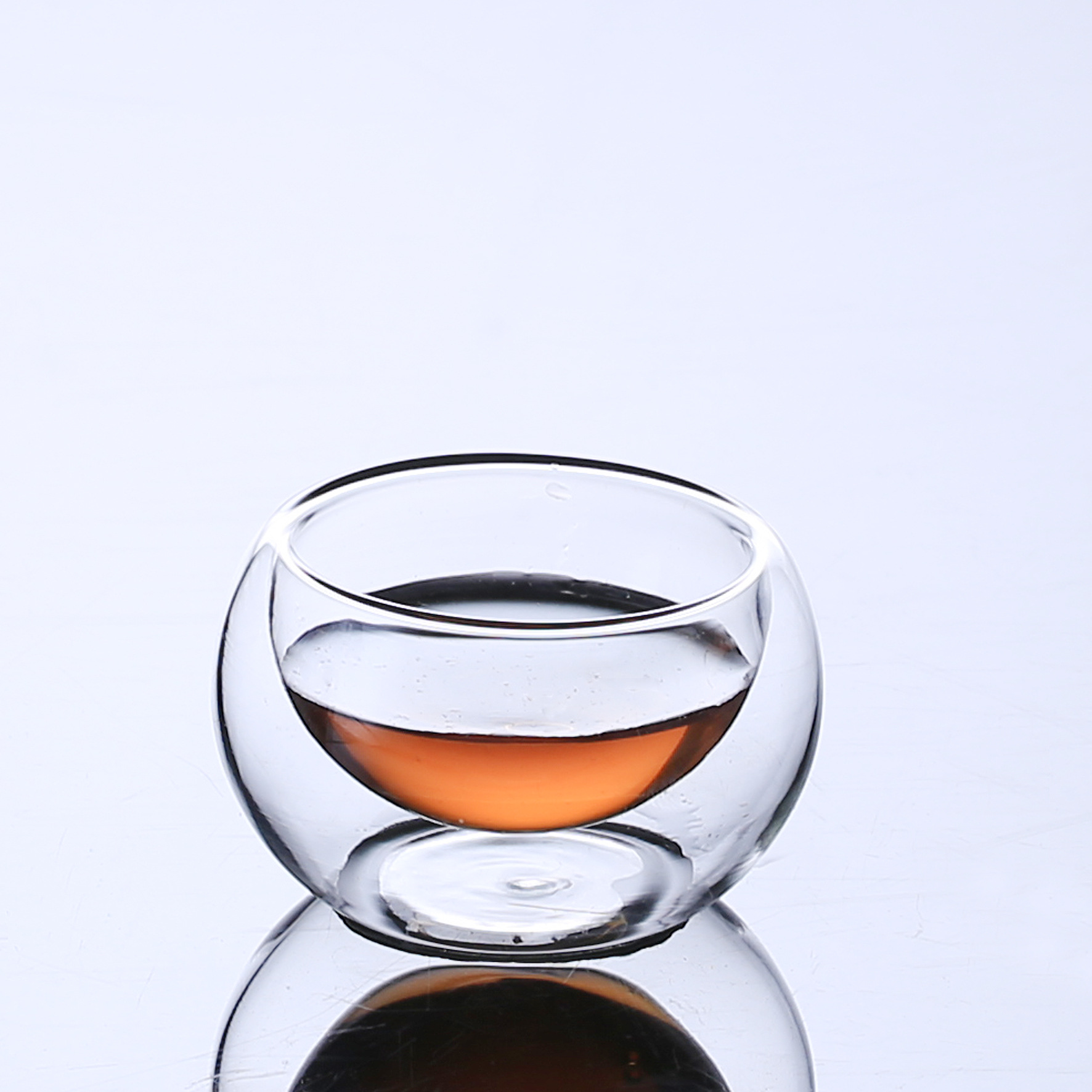 small double-layer glass transparent tea cup