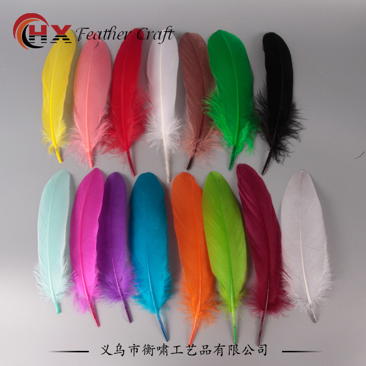 Factory wholesale 33 color dyed goose feather large floating color feather diy accessories headdress decoration White Feather