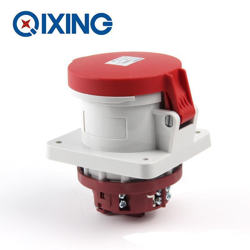 启星QX1252 5芯63A IP44暗装插座/工业插座/防水工业插头插座