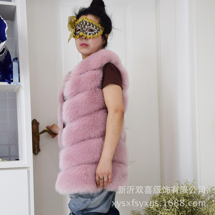 2024 autumn and winter wholesale new cross-border European and American fur vest long women's faux fox fur coat
