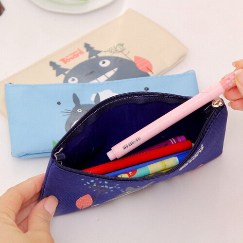 Korean Harajuku Cartoon Oxford Cloth Large Capacity Zipper Miyazaki Hayao Bill Bag Cute Totoro Rectangular Pencil Bag