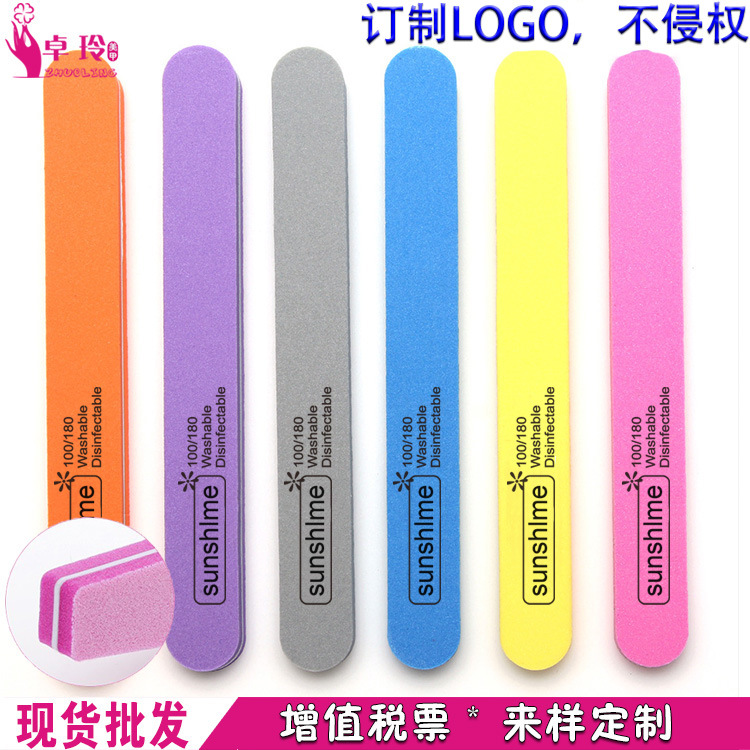 Ficha de esponja de uñas de cabeza redonda recta, ficha de esponja impermeable y resistente al desgaste, ficha de uñas pulidas, ficha de uñas para el cliente