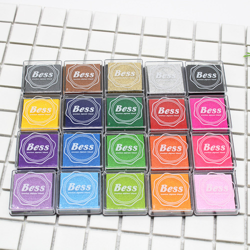 4*4cm BESS finger painting color ink pad rubber cute children teacher seal stamp pad 20 colors set