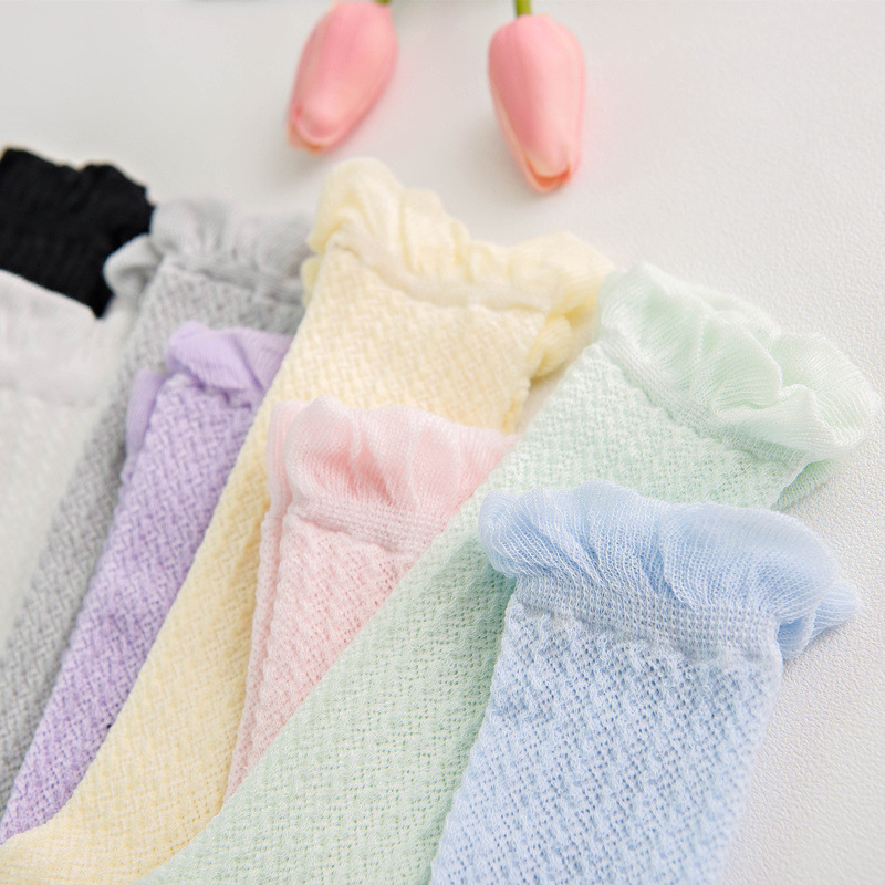 Calcetines de bebé de malla transpirable de verano sobre la rodilla calcetines anti-mosquito de aire acondicionado 0-1-2-3 años de edad medias de bebé de tubo alto