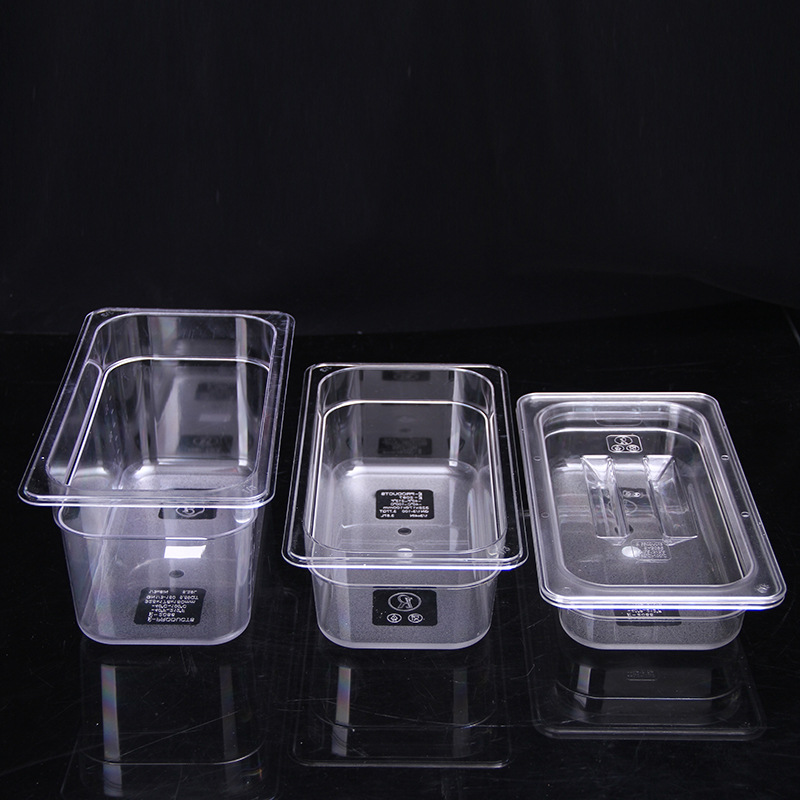 众燃可组装PC透明份数盆耐磨防摔保鲜盒带盖子展示柜菜盒批发