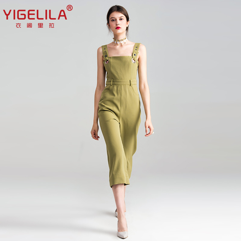 YIGELILA summer new sexy backless suspender pants slim cropped pants women's one-piece casual pants 5435
