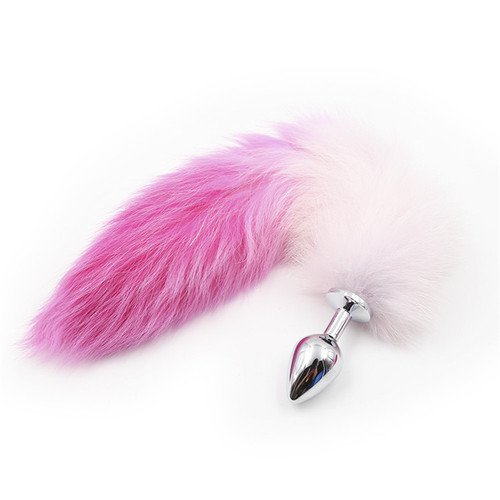 Factory direct sales bondage color artificial fur butt plug tail purple pink sex toys metal couple toys