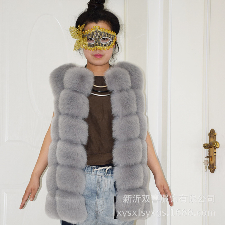 Haining fur factory wholesale autumn and winter New fur vest imitation fox fur women's long casual fur coat