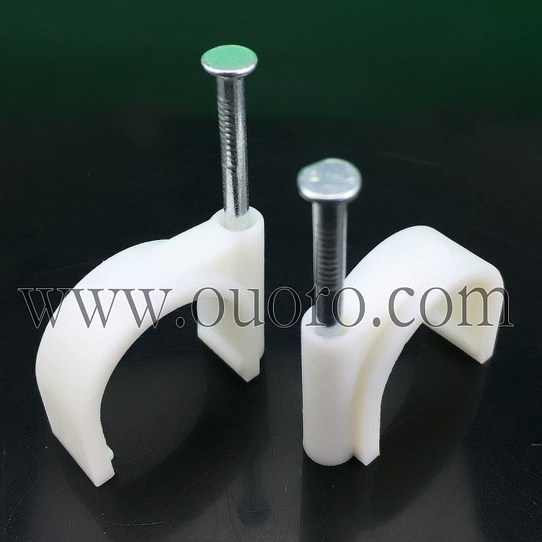 【欧润】高品质 塑料卡子 钢钉线卡R10MM 线卡 圆形钢钉线卡100粒