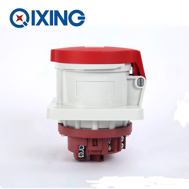 启星QX1248 4芯63A IP44暗装插座/工业插座/防水工业插头插座