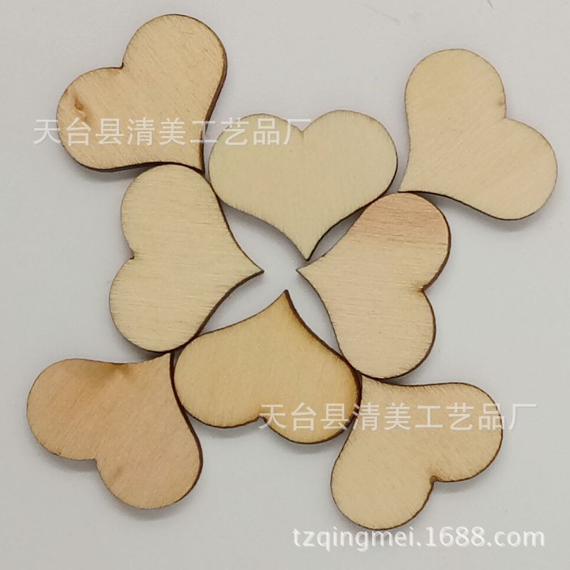 Corazón de melocotón en forma de pétalo, botón de madera, pétalo, pieza de madera decorativa en forma de corazón