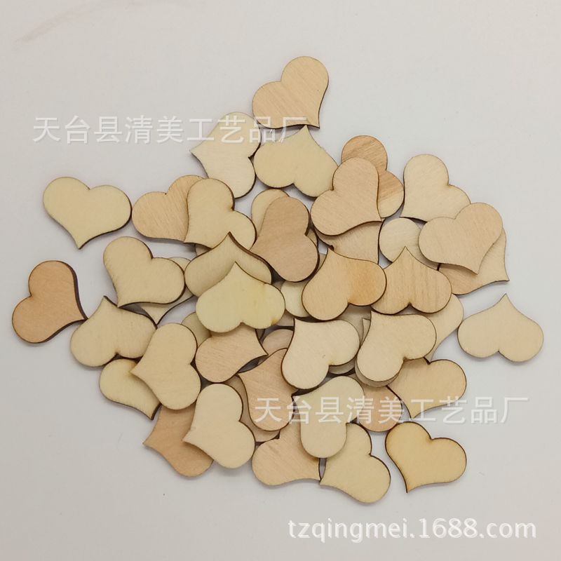 Corazón de melocotón en forma de pétalo, botón de madera, pétalo, pieza de madera decorativa en forma de corazón