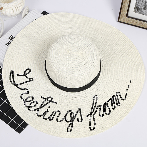 Korean Style Sun Hat for Women, Andy Style with Wide Brim, Embroidered Beach Hat, Sparkling Grass Hat, Summer Sun Hat, Wholesale