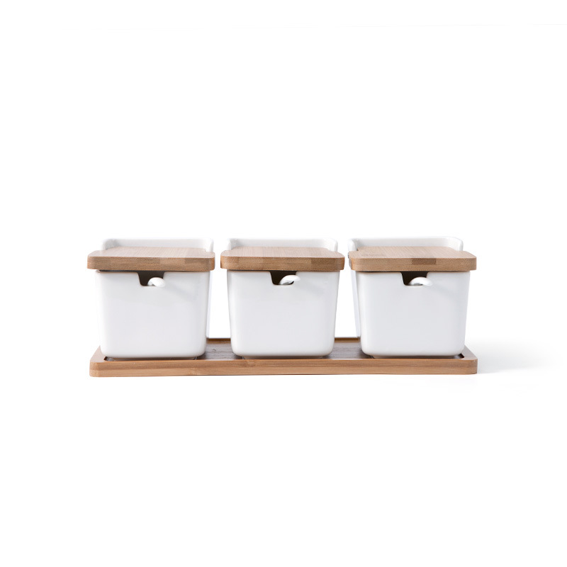 Tarro de condimento de cerámica del hogar de estilo japonés frasco de condimento embotellado traje condimento caja cocina sal JAR fábrica