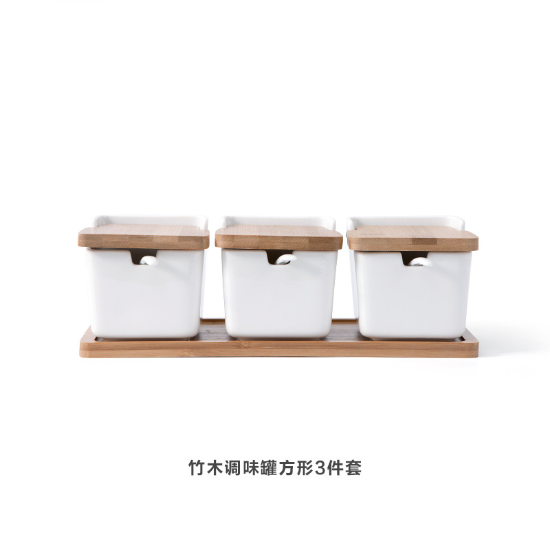 Tarro de condimento de cerámica del hogar de estilo japonés frasco de condimento embotellado traje condimento caja cocina sal JAR fábrica