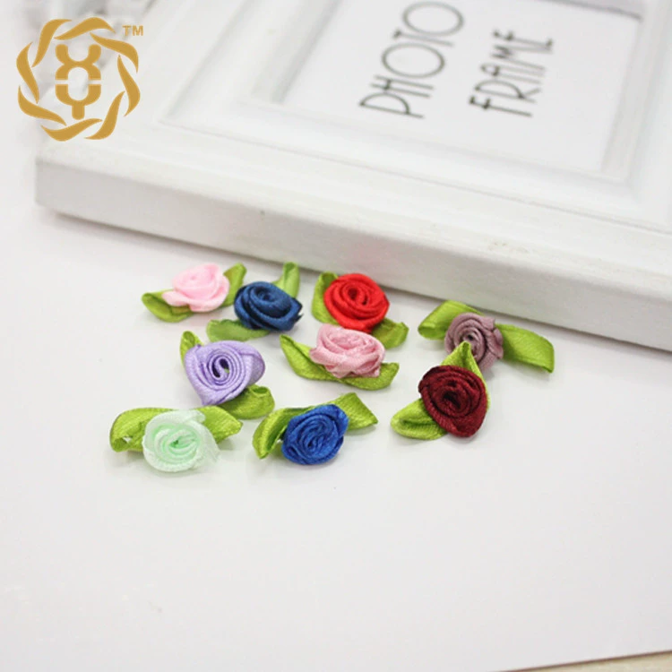 В наличии 3-точечная лента 3 см маленький цветок плюс Лист Розы DIY аксессуары для цветов ручной работы лента бант зеленый лист маленькая Роза
