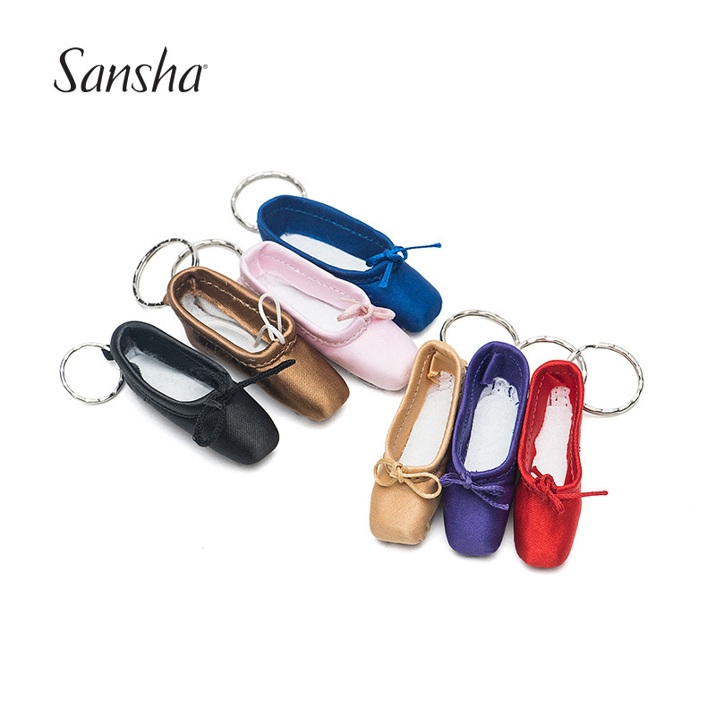 Sansha handmade ballet dancing toe shoes trinket mini shoes silk satin key chain keychain