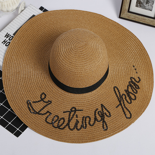 Korean Style Sun Hat for Women, Andy Style with Wide Brim, Embroidered Beach Hat, Sparkling Grass Hat, Summer Sun Hat, Wholesale