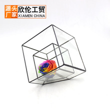 几何玻璃花房带门微景观玻璃瓶永生花盒工艺品摆件16041