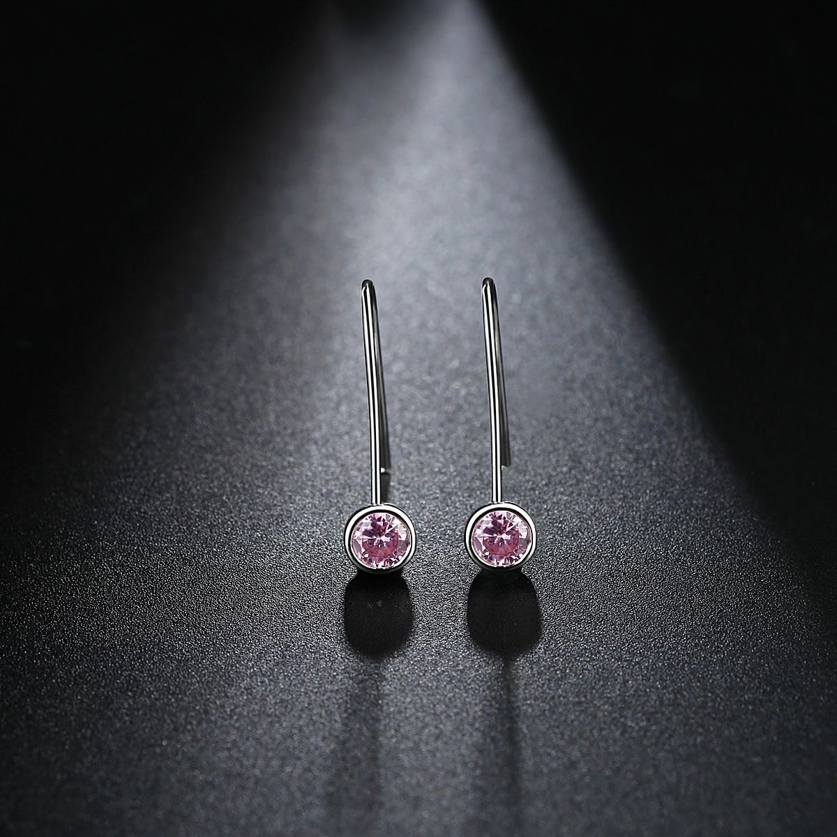 锦瑟 单颗锆石耳环耳钩铜镶锆石鱼钩耳坠长款时尚创意耳饰品批发