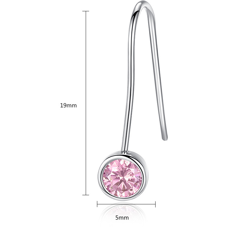 锦瑟 单颗锆石耳环耳钩铜镶锆石鱼钩耳坠长款时尚创意耳饰品批发