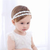 Children's hair accessory with bow, colored headband from pearl, small princess costume, Korean style