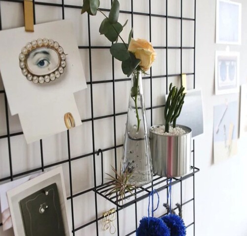 Grid photo wall photo frame wall iron storage rack ins iron frame clip photo wall decoration creative personality Nordic