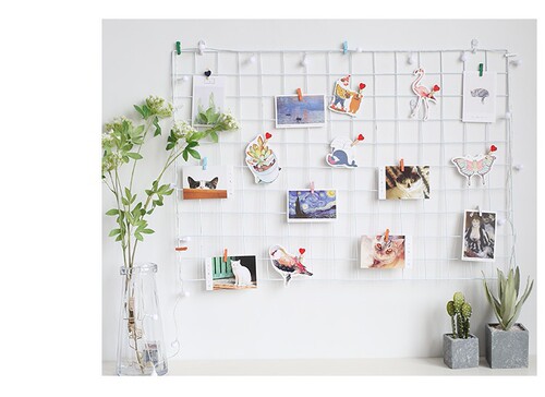 Grid photo wall photo frame wall iron storage rack ins iron frame clip photo wall decoration creative personality Nordic