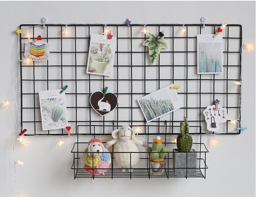 Grid photo wall photo frame wall iron storage rack ins iron frame clip photo wall decoration creative personality Nordic