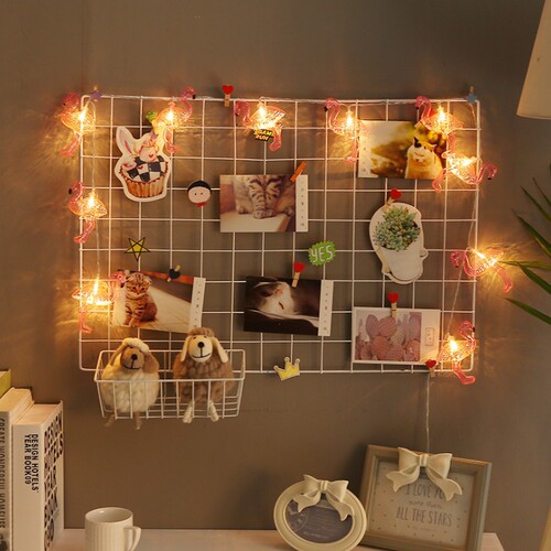 Grid photo wall photo frame wall iron storage rack ins iron frame clip photo wall decoration creative personality Nordic