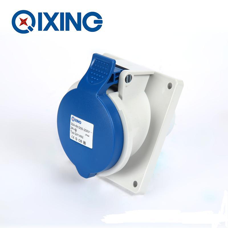 启星QX1492 3芯32A暗装插座 工业插座 防水插头插座厂家直销