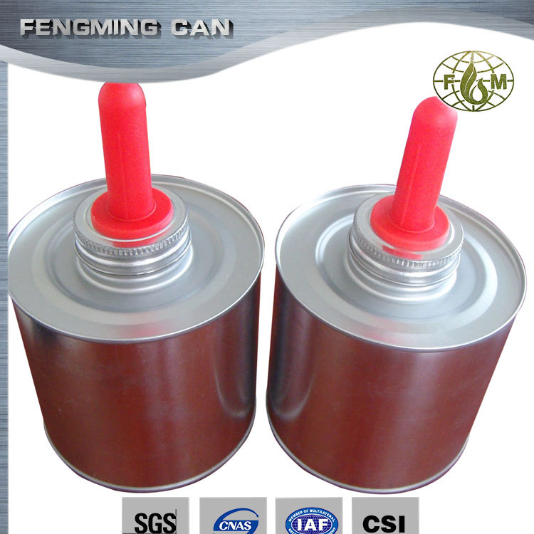 厂家供应pvc胶水包装化工马口铁圆罐 油漆螺纹口带毛刷毛球小铁桶